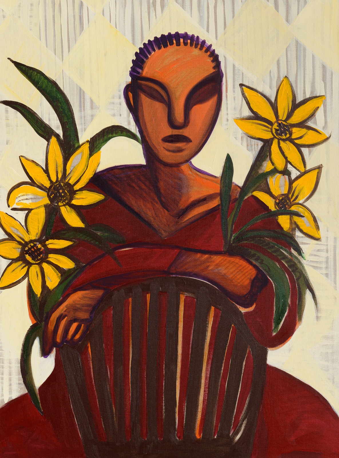 Portrait aux tournesols
