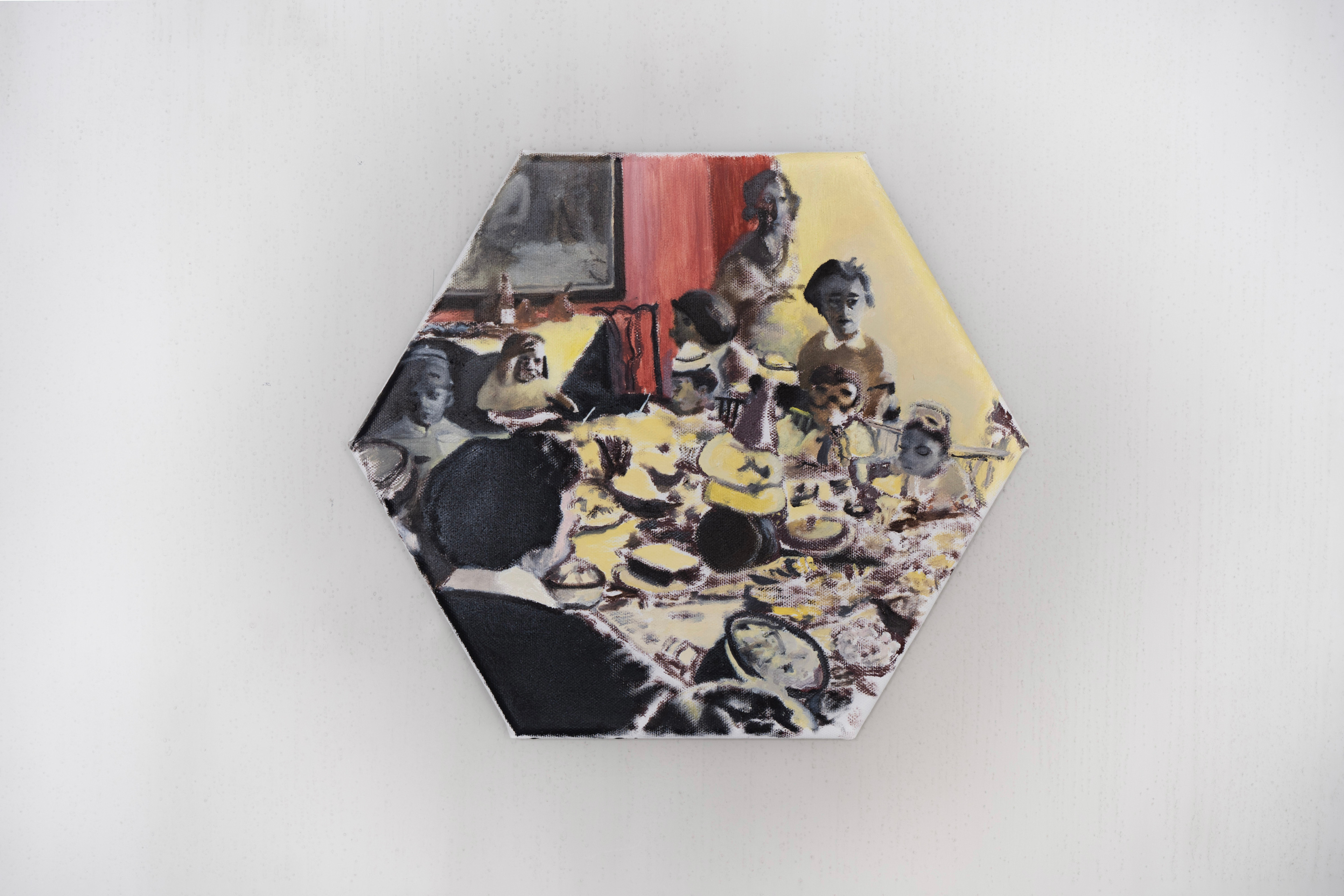 Party (Small hexagon, yellow-Chinese vermilion)