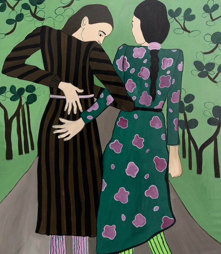 Two Girls Walking after the painting, by Edouard Vuillard