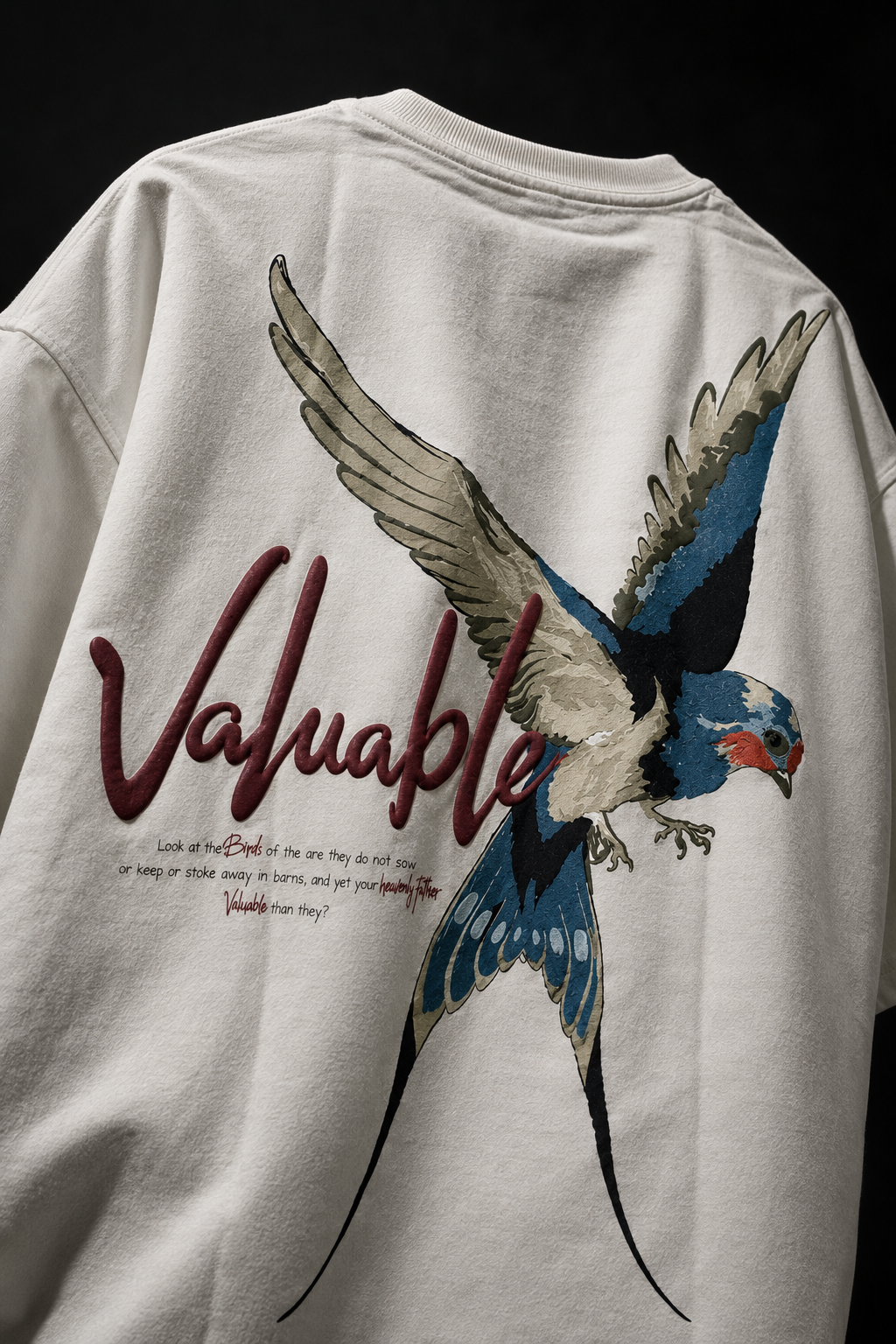 VALUABLE WINGS – WHITE OVERSIZED T-SHIRT