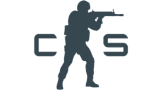 Logo de Counter-Strike (CS), montrant un soldat en silhouette sombre.