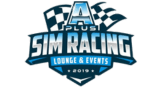 Logo de A Plus Sim Racing, avec un drapeau à damier et un texte bleu.