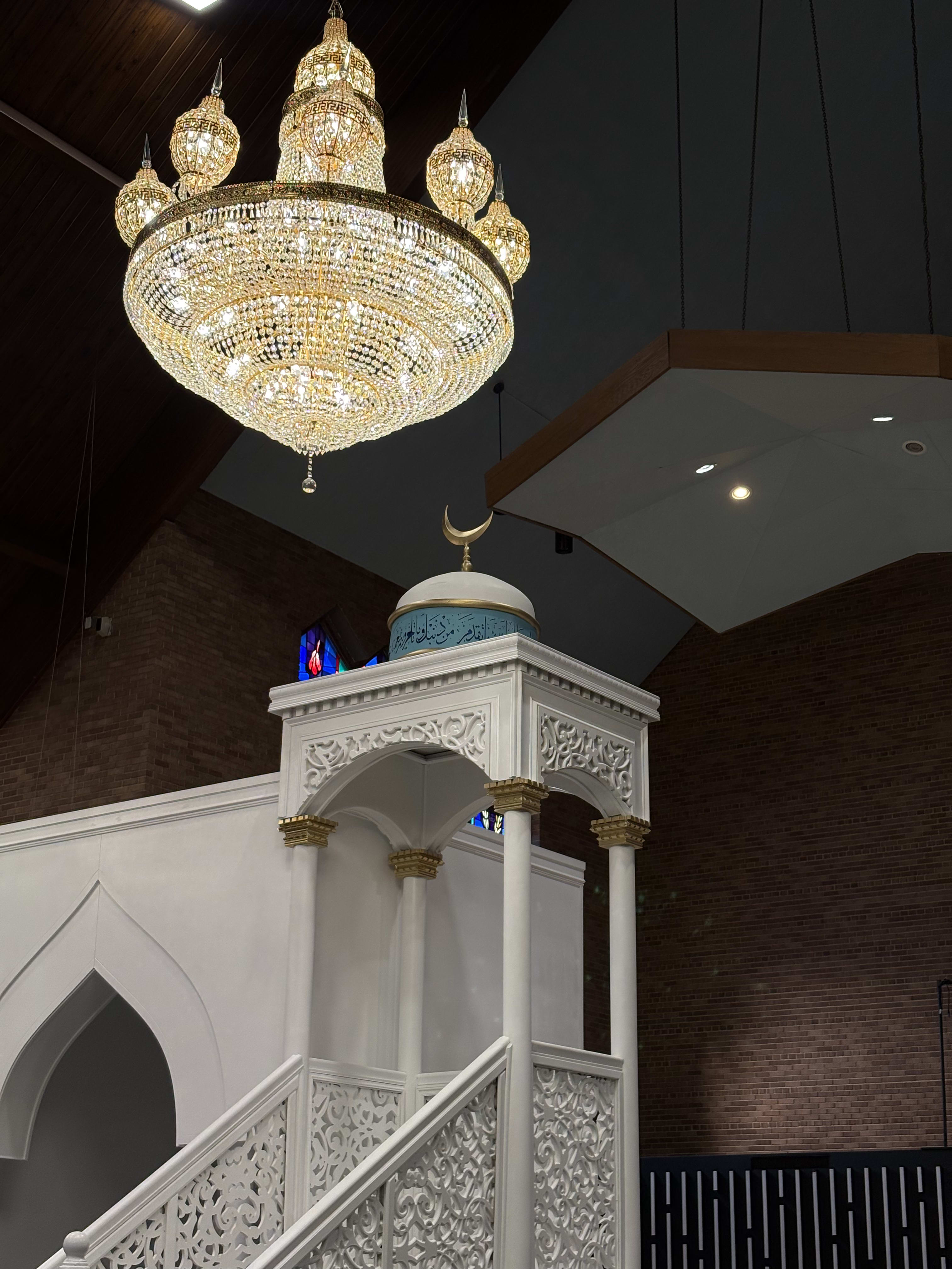 Interior view of Masjid Al-Fath during worship