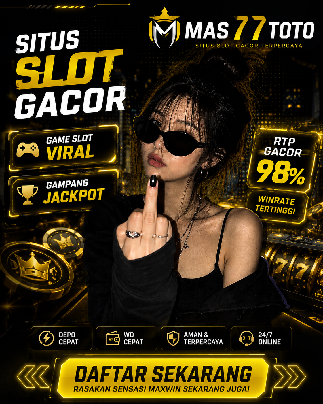 MAS77TOTO : Bandar Situs Togel 4D Slot Gacor Terpercaya ,Depo 10K ,RTP 99% Akurat Bet 400 Perak Anti Boncos