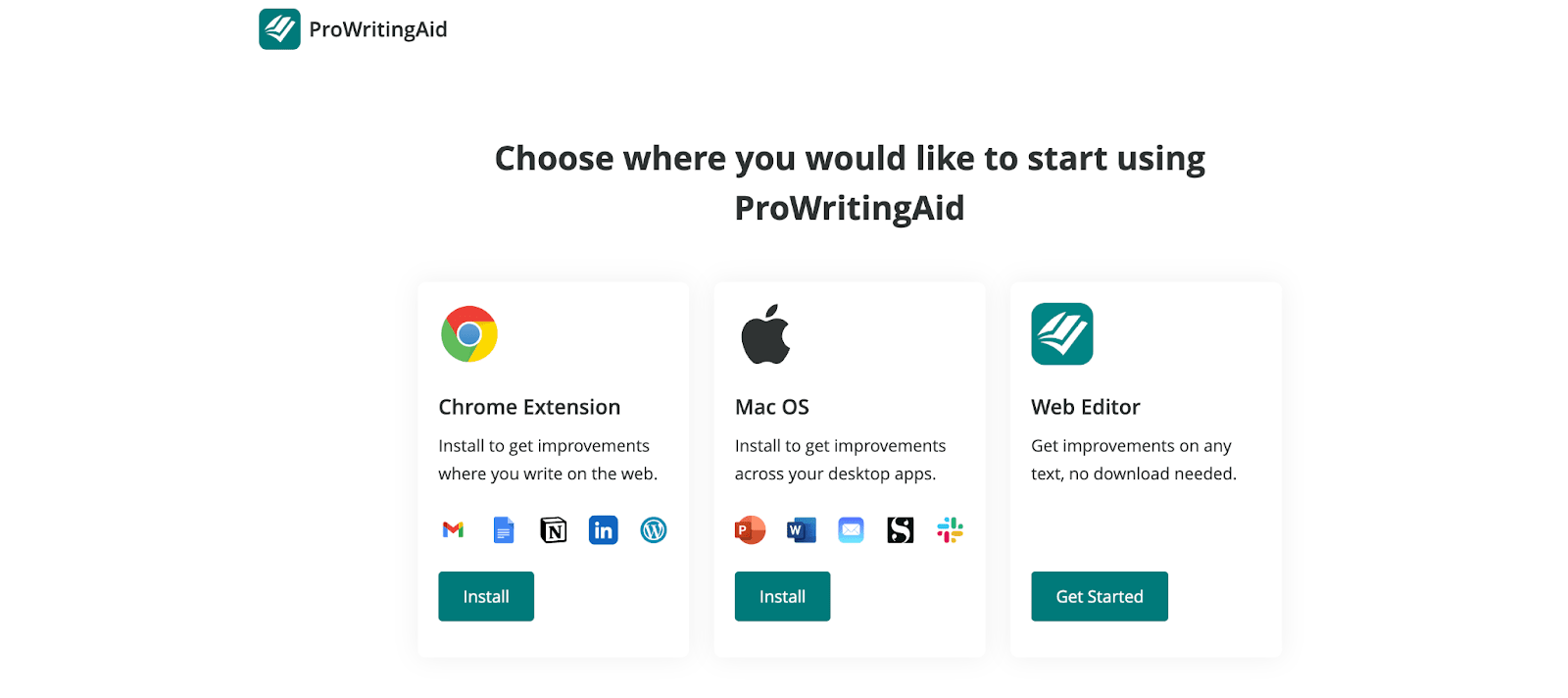 Different options to use ProWritingAid