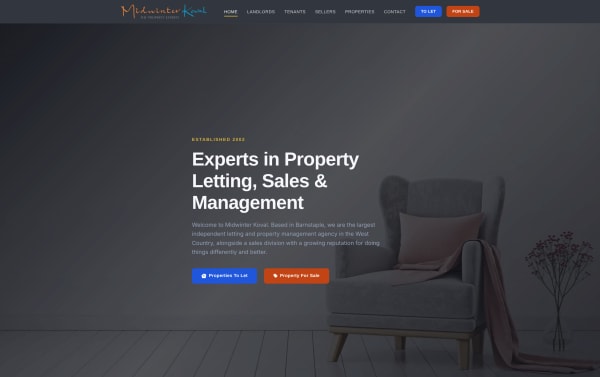 Screenshot of Midwinter Koval website