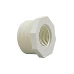 White PVC Threaded Bushing - 1-1/2" MPT x 1" FPT