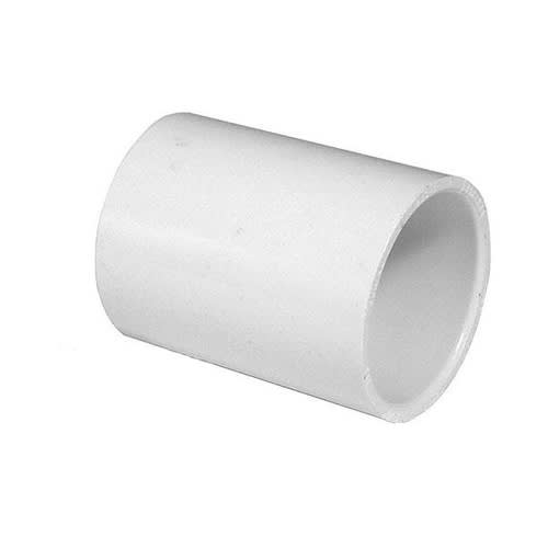 White PVC Coupling - 1-1/2" Slip socket