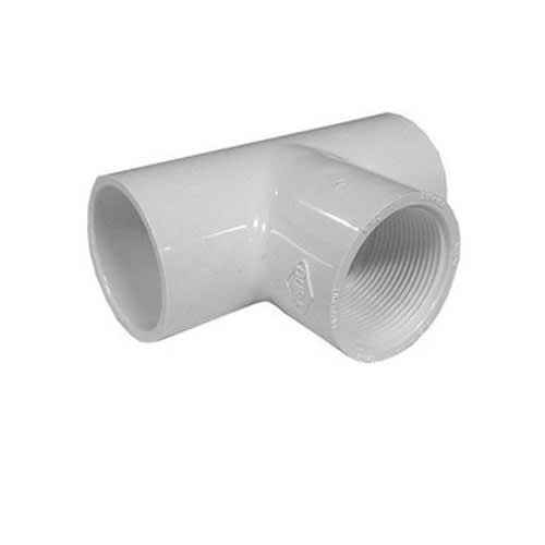 White PVC TEE  1-1/4" Slip x 1-1/4" Slip x 1-1/4" FPT