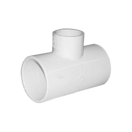 White PVC Tee - 2" Spigot x 2" Spigot x 1" Slip