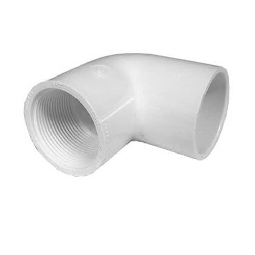 White PVC Elbow - 1-1/2" Slip x 1/2" FPT, 90 Degrees