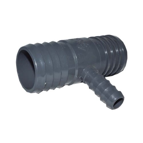 PVC Insert Fitting Tee- 1-1/2" x 1-1/2" x 1/2" Barbed