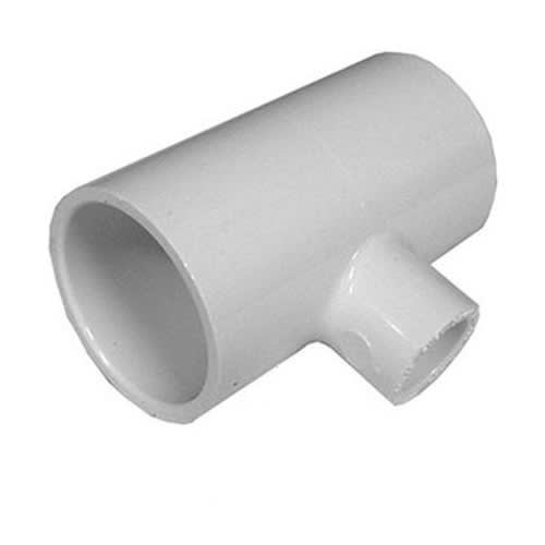 White PVC TEE  1" Slip x 1 Slip x 1-1/2" Slip