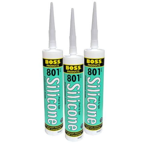 Value Pack 3 Tubes Boss 801 Pool & Spa Silicone, Clear 10oz tube