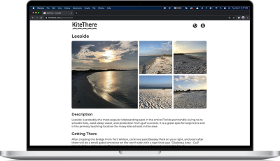 The KiteThere website rendered on a laptop.