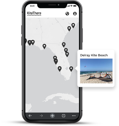 The KiteThere map rendered on a mobile device.
