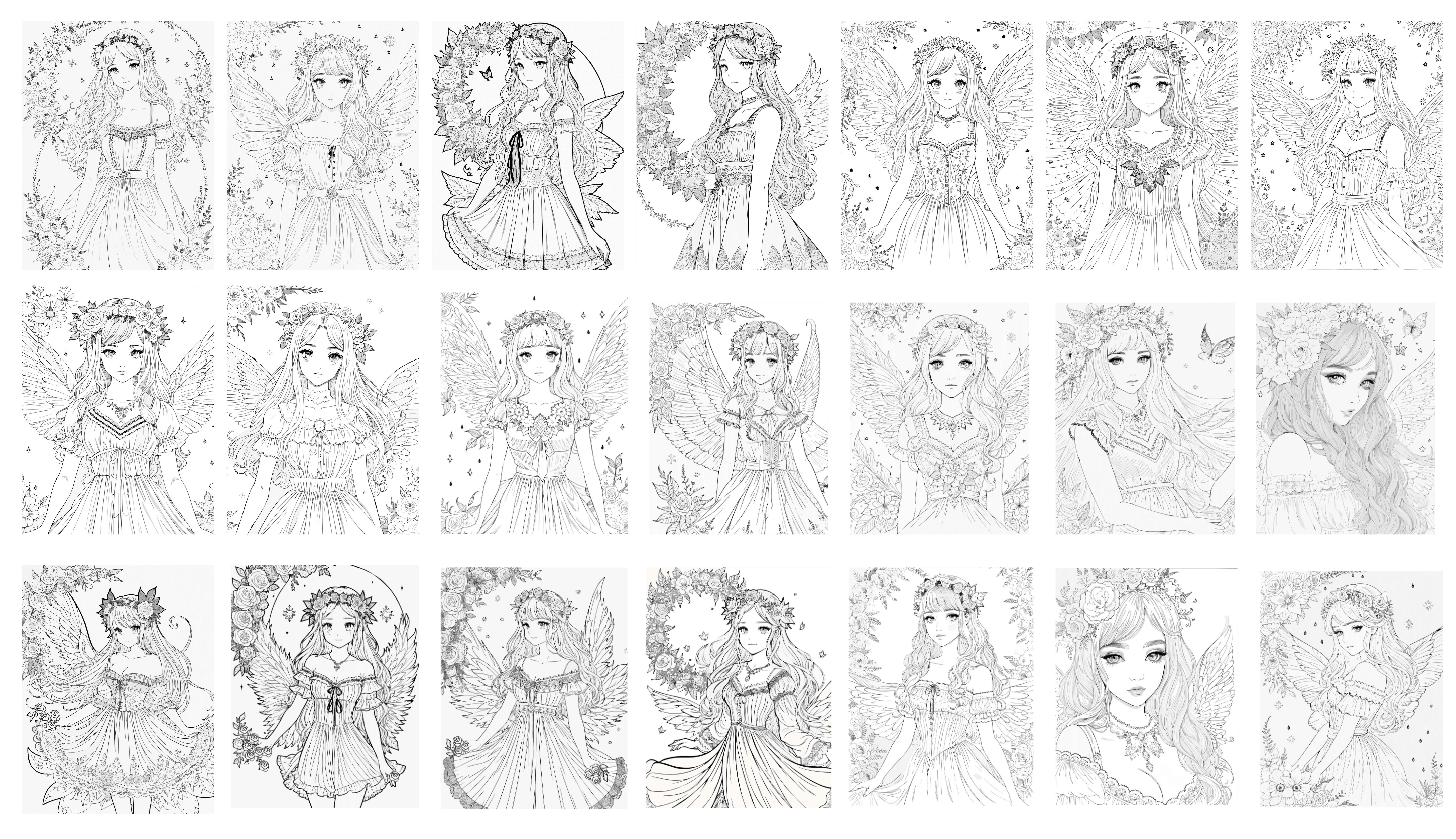 56 Fairy and Flowers Coloring Pages