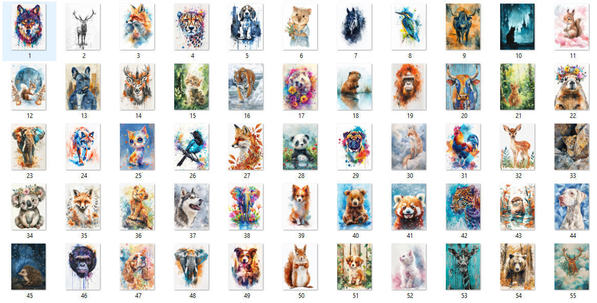 WaterColor Animal Prompts