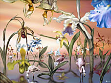 Фламинго в саду орхидей