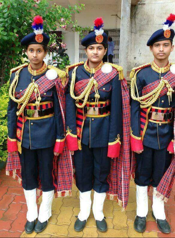 Girls school band uniform manufactured by BandBaazar, front view of the complete set
