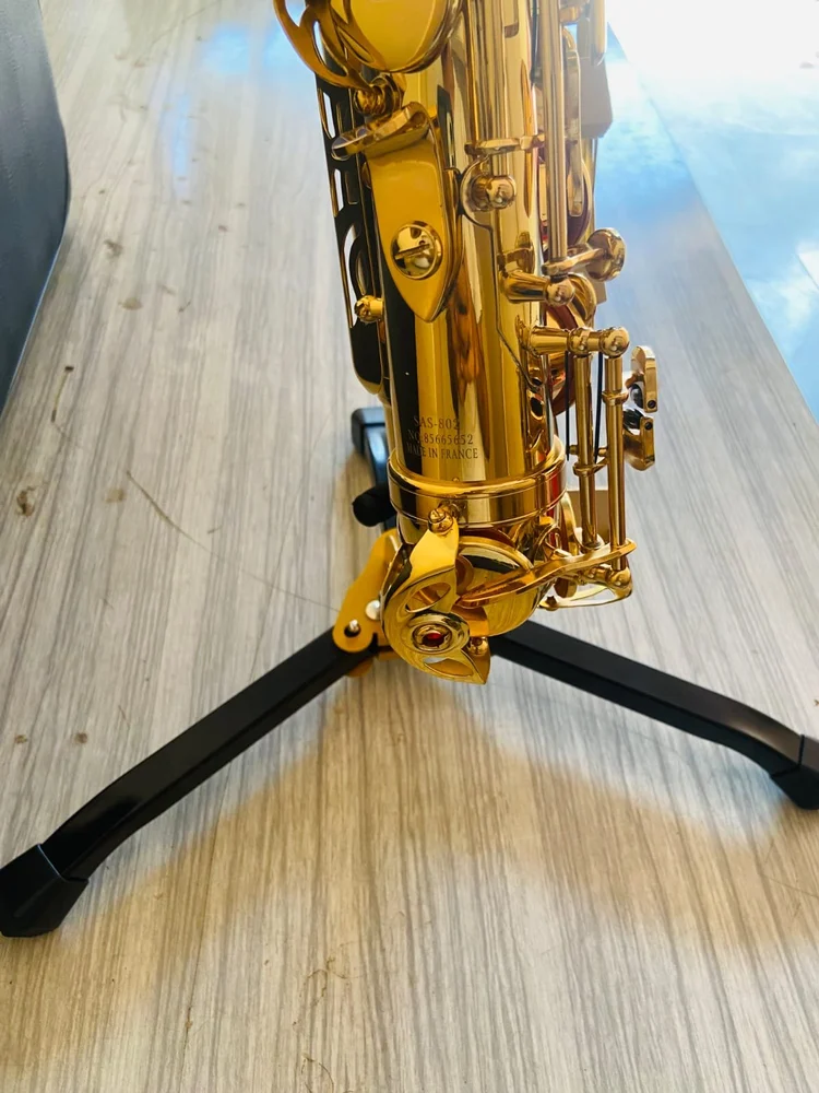 R-54 style alto saxophone side profile showing key mechanism