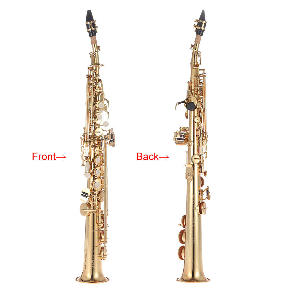 Diplomat USA Bb Soprano Saxophone – gold lacquer finish, full front view