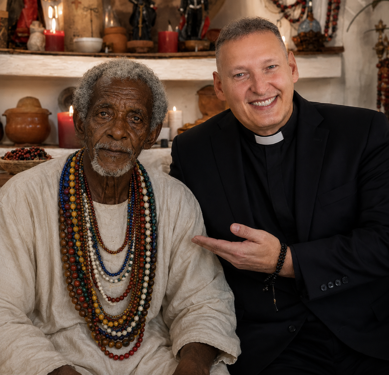 Pai Abraão com padre