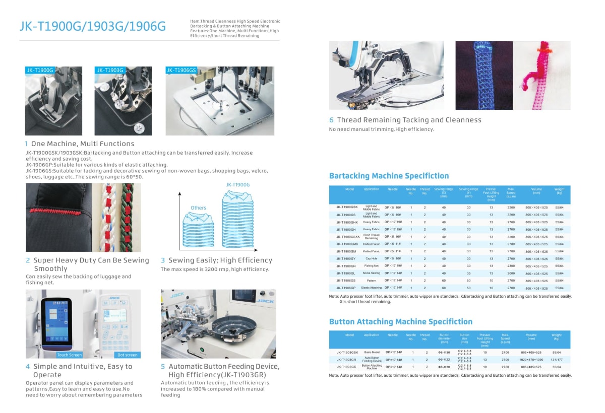 JACK JK-T1900G specification sheet page 2