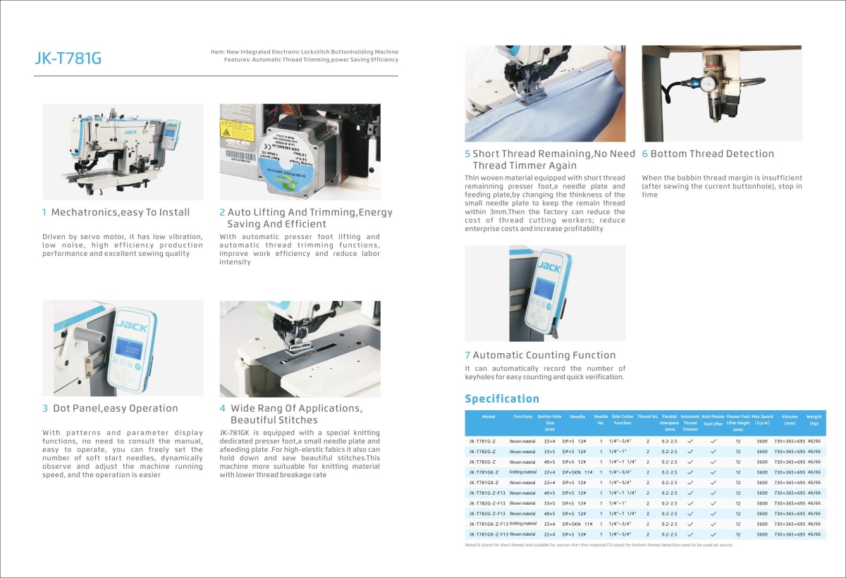 JACK JK-T781G specification sheet page 2