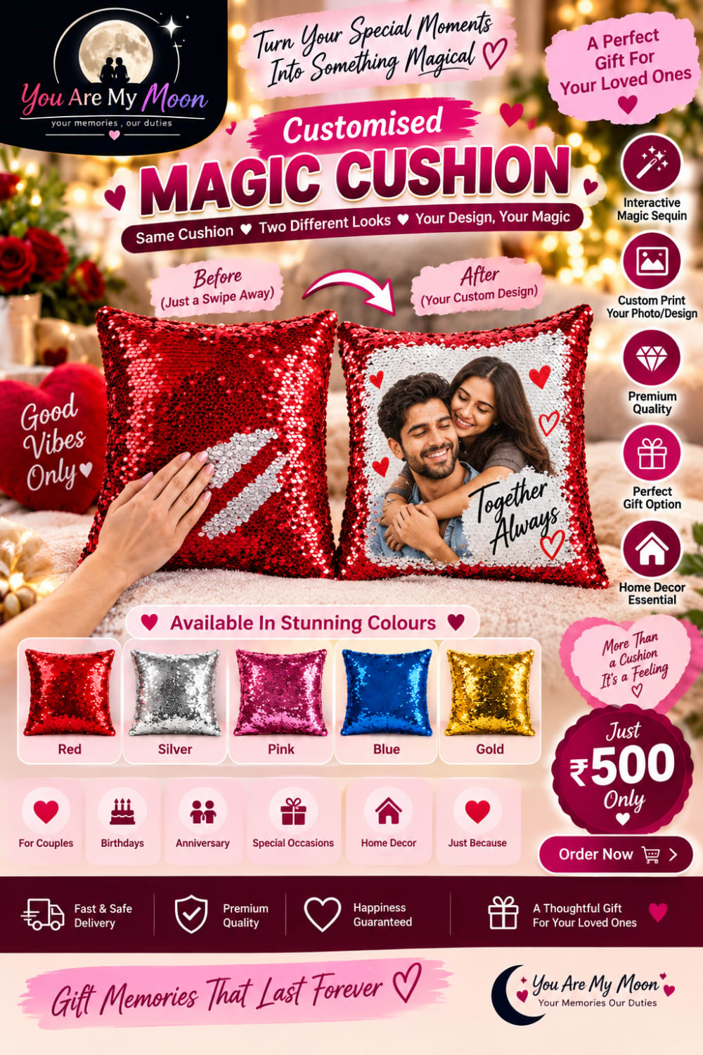 Customized Magic Sequin Cushion