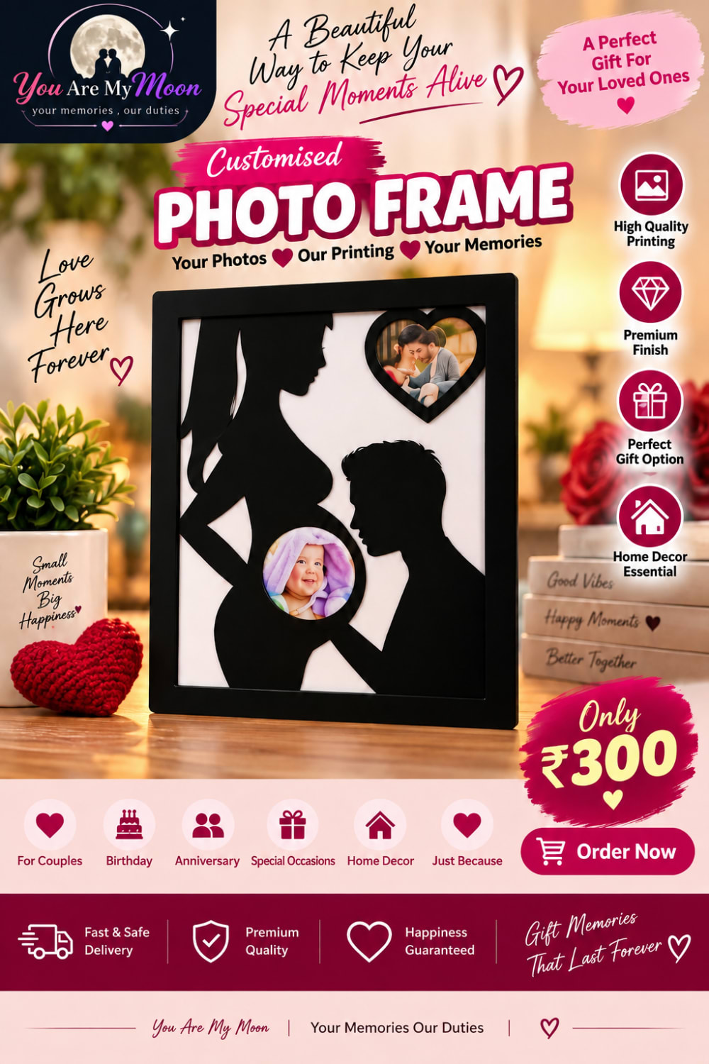 Maternity Silhouette Couple Photo Frame