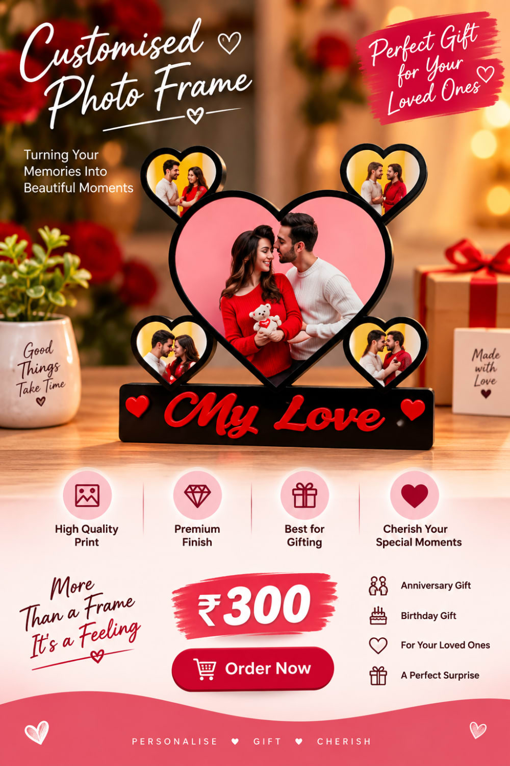 My Love 5-Heart Table Photo Frame