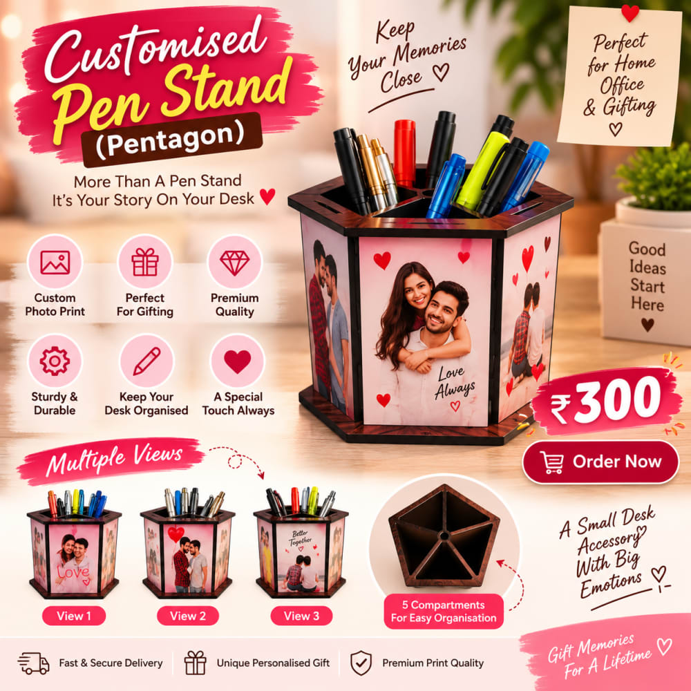 Customized Pentagon Pen Stand
