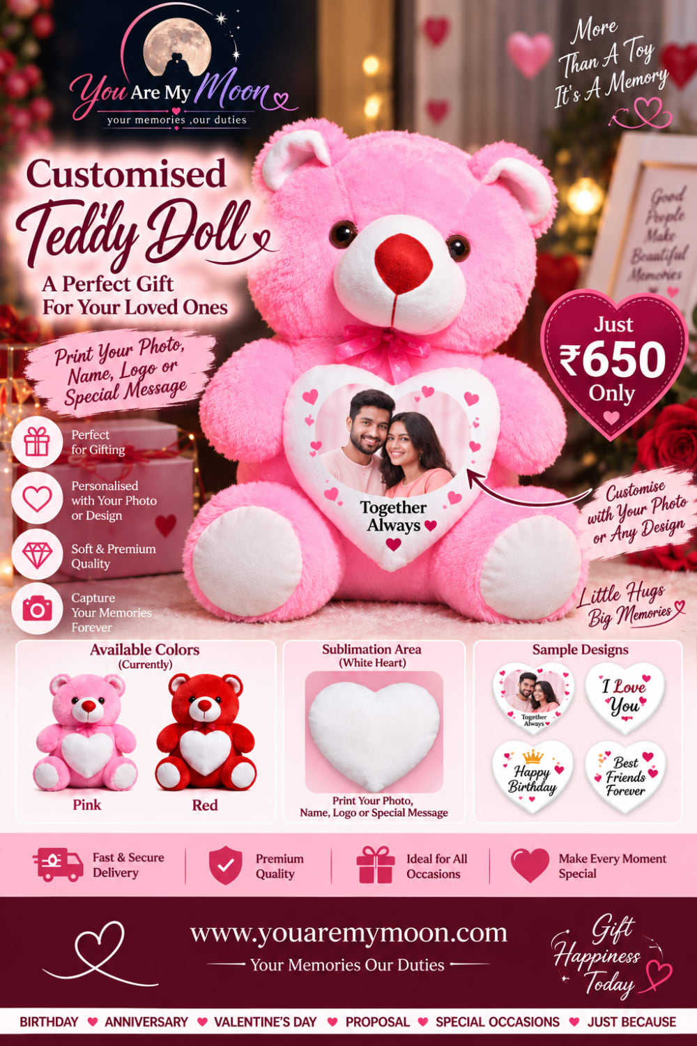 Customized Heart Teddy Doll