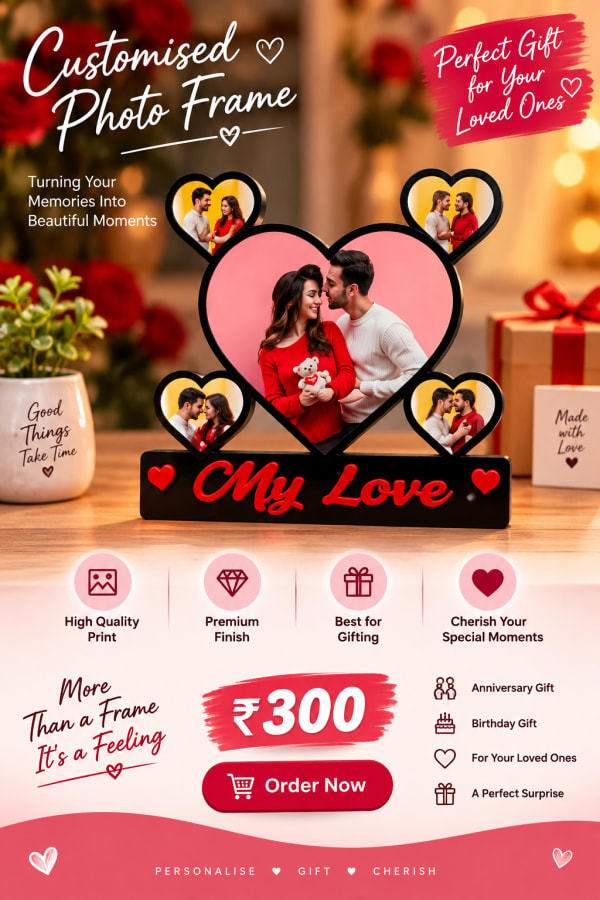 My Love 5-Heart Table Photo Frame
