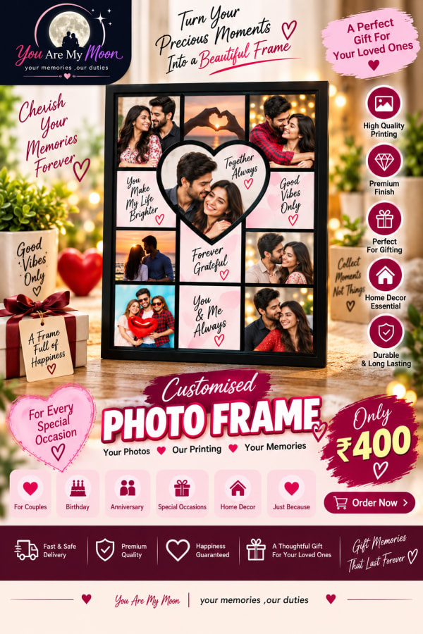 11-Photo Collage Heart Grid Frame