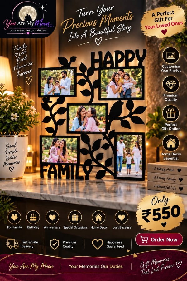 Happy Family Tree Silhouette Photo Frame