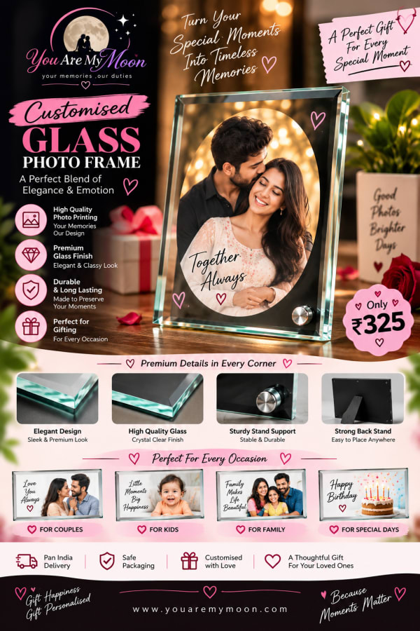 Customized Vertical Glass Photo Frame