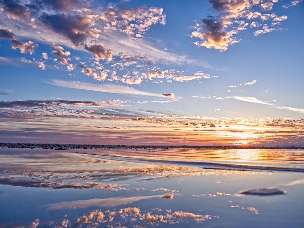 Sunset reflected in the ocean