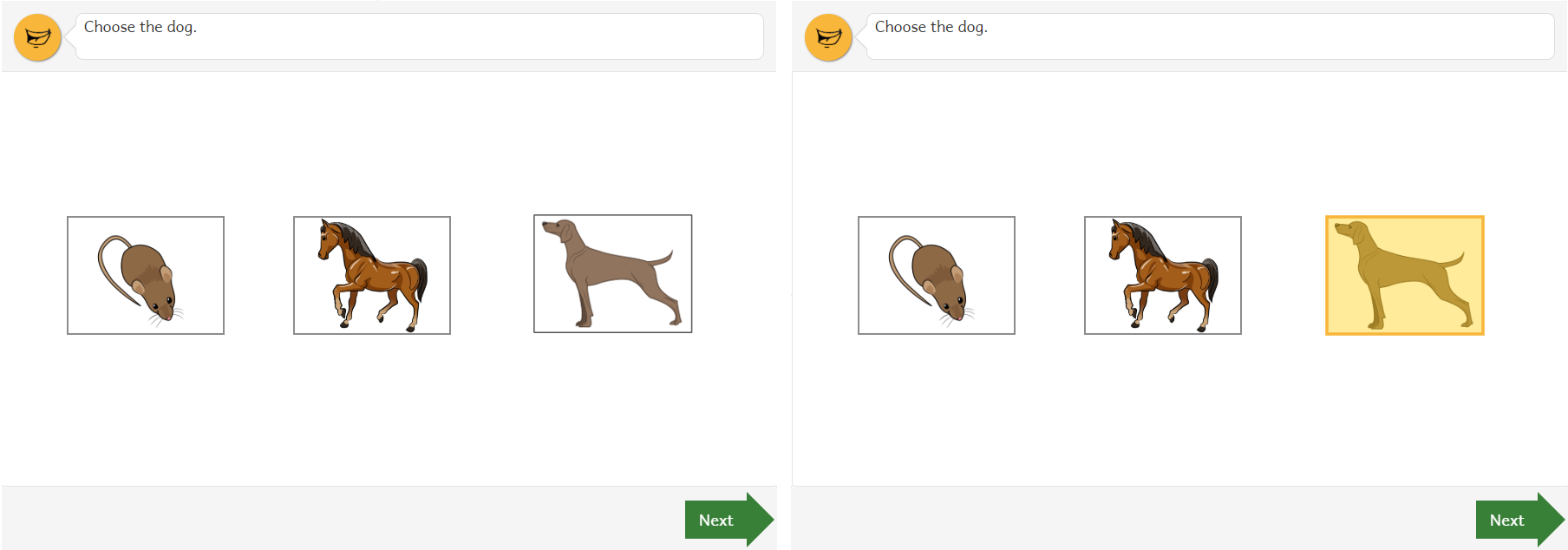 A question that asks you to choose a dog.