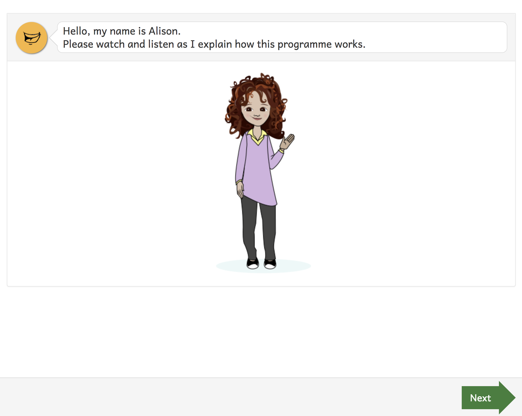 Alison introduces herself.