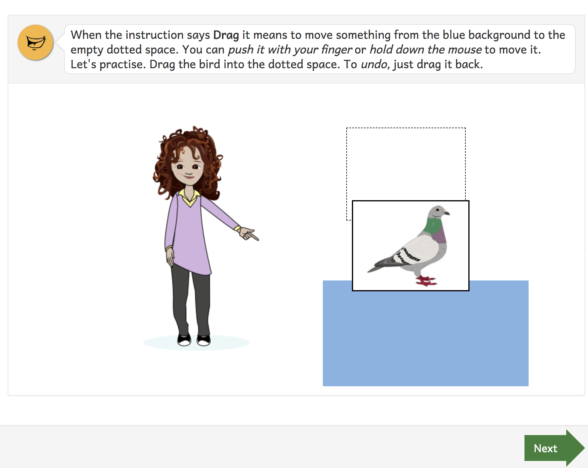 The same question showing the object being dragged.