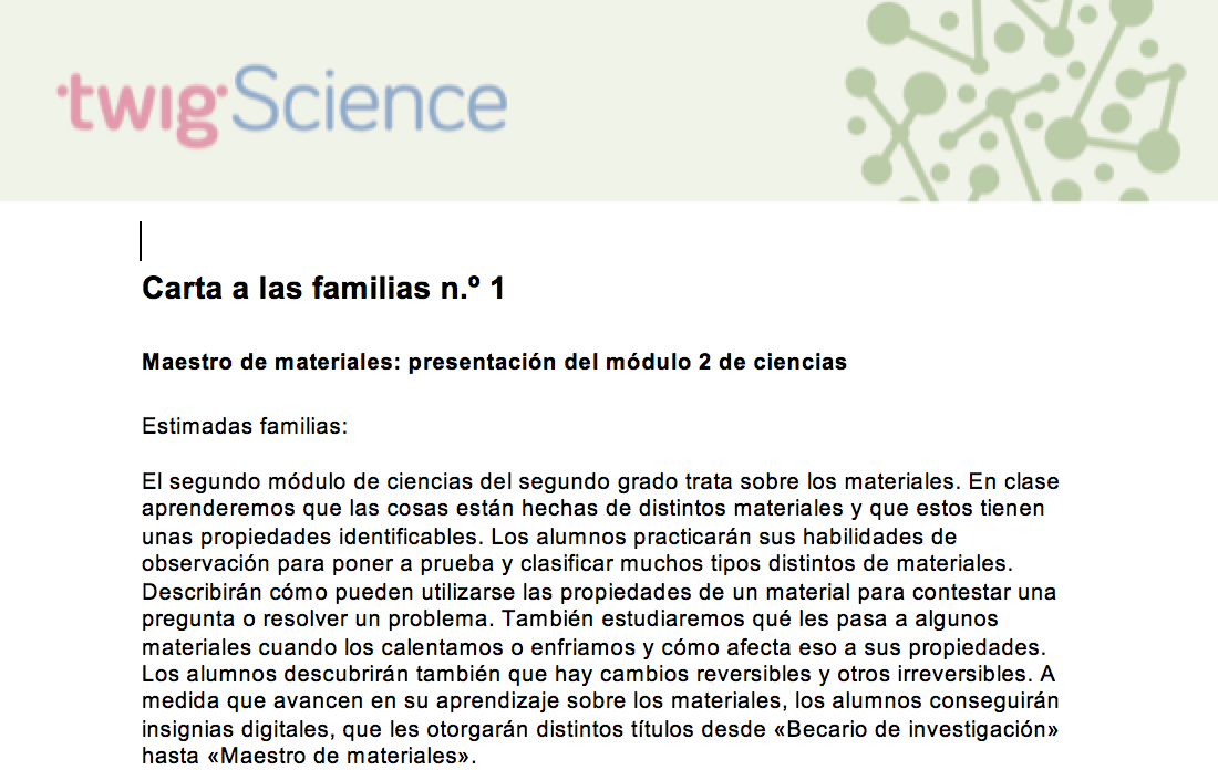 Carta a las familias 1