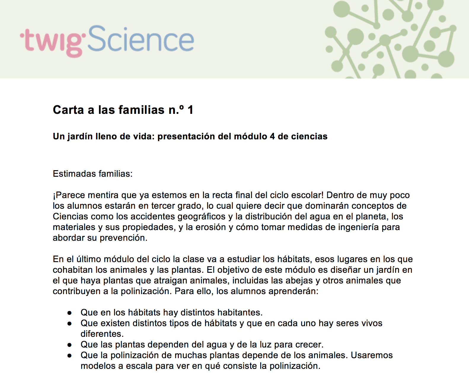 Carta a las familias 1