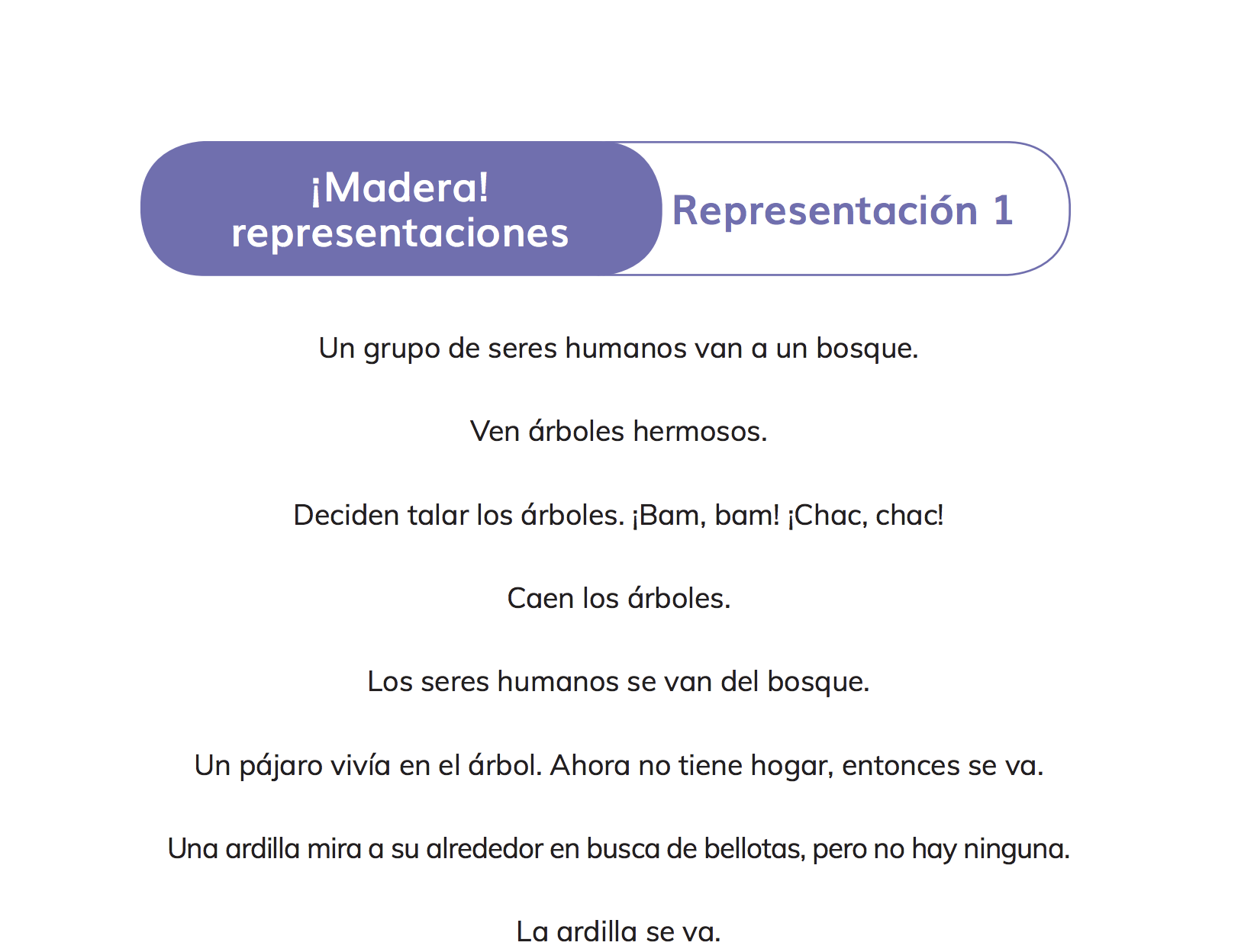 Ficha ¡Madera! representaciones