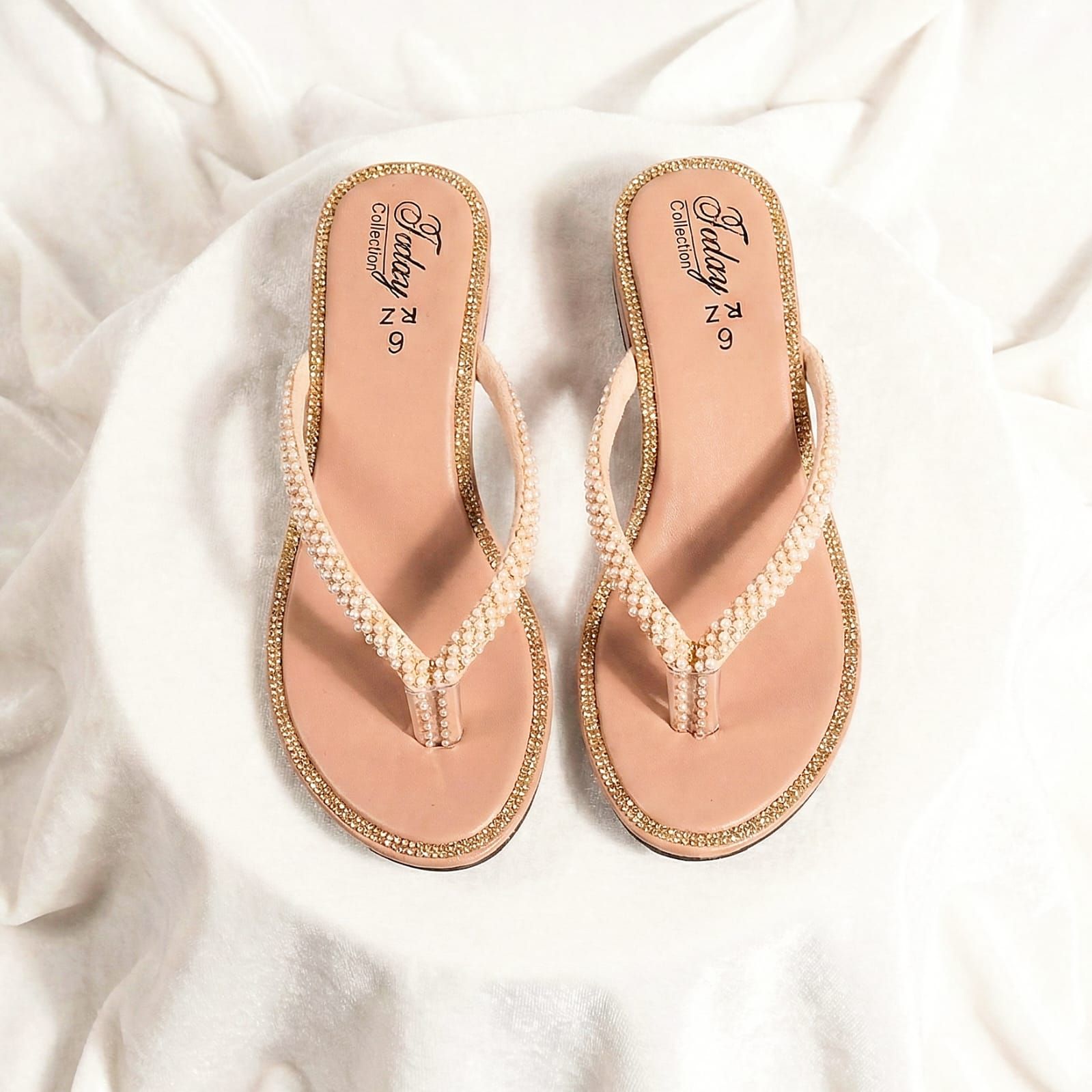 Luxury Pearl Beaded Women Slippers Festive Party & Ethnic Wear