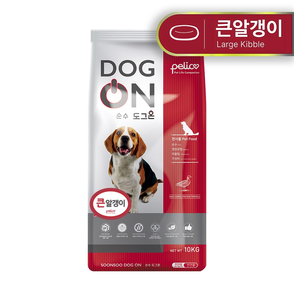 펠리코 도그온 큰알갱이 대형견 사료 오리 10kg 골든리트리버 진돗개