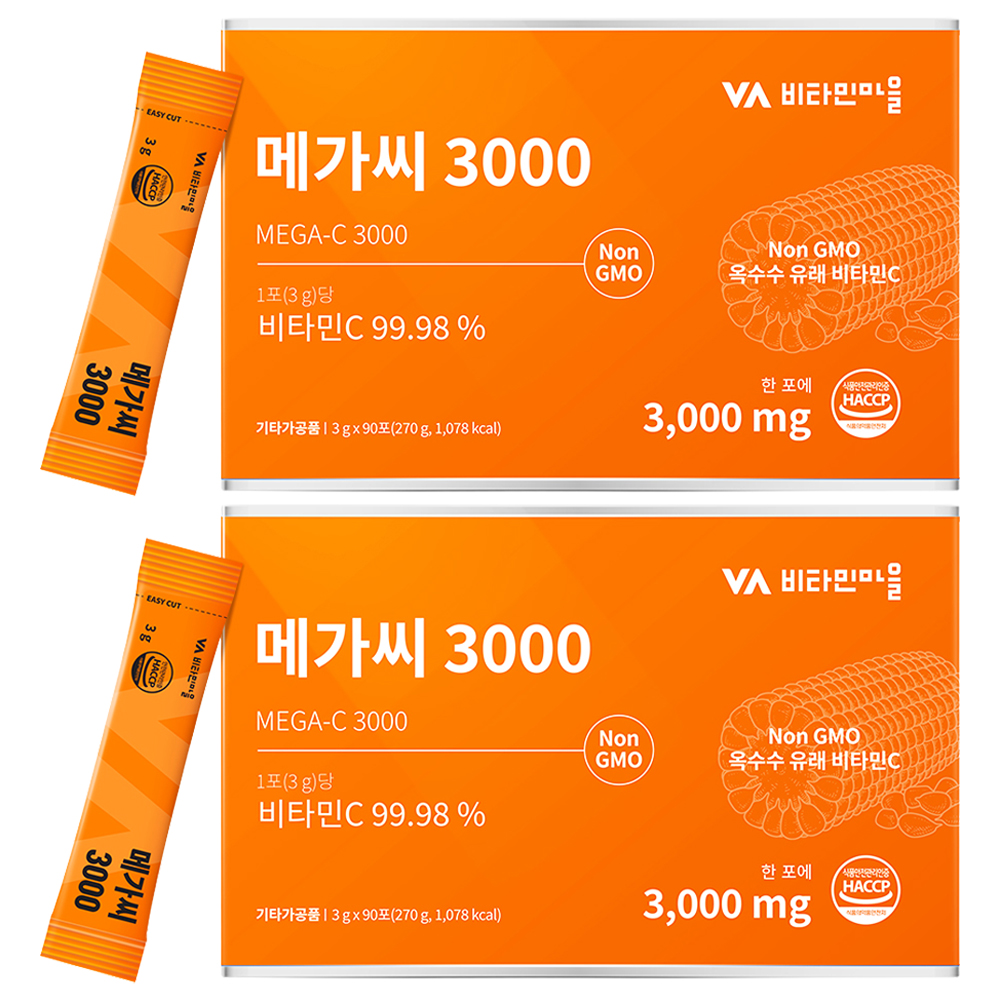 비타민마을 메가씨 3000 비타민C 분말 스틱 270g 2개