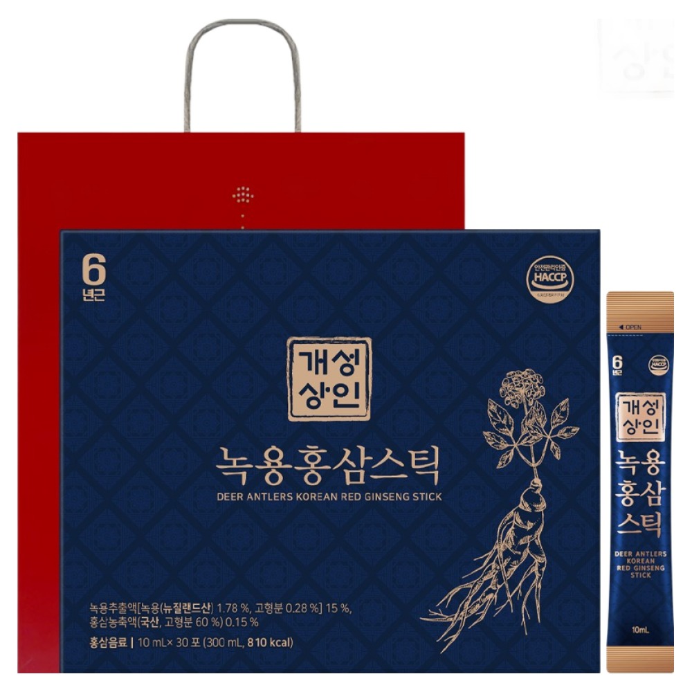개성상인 녹용 홍삼 스틱 30p 쇼핑백