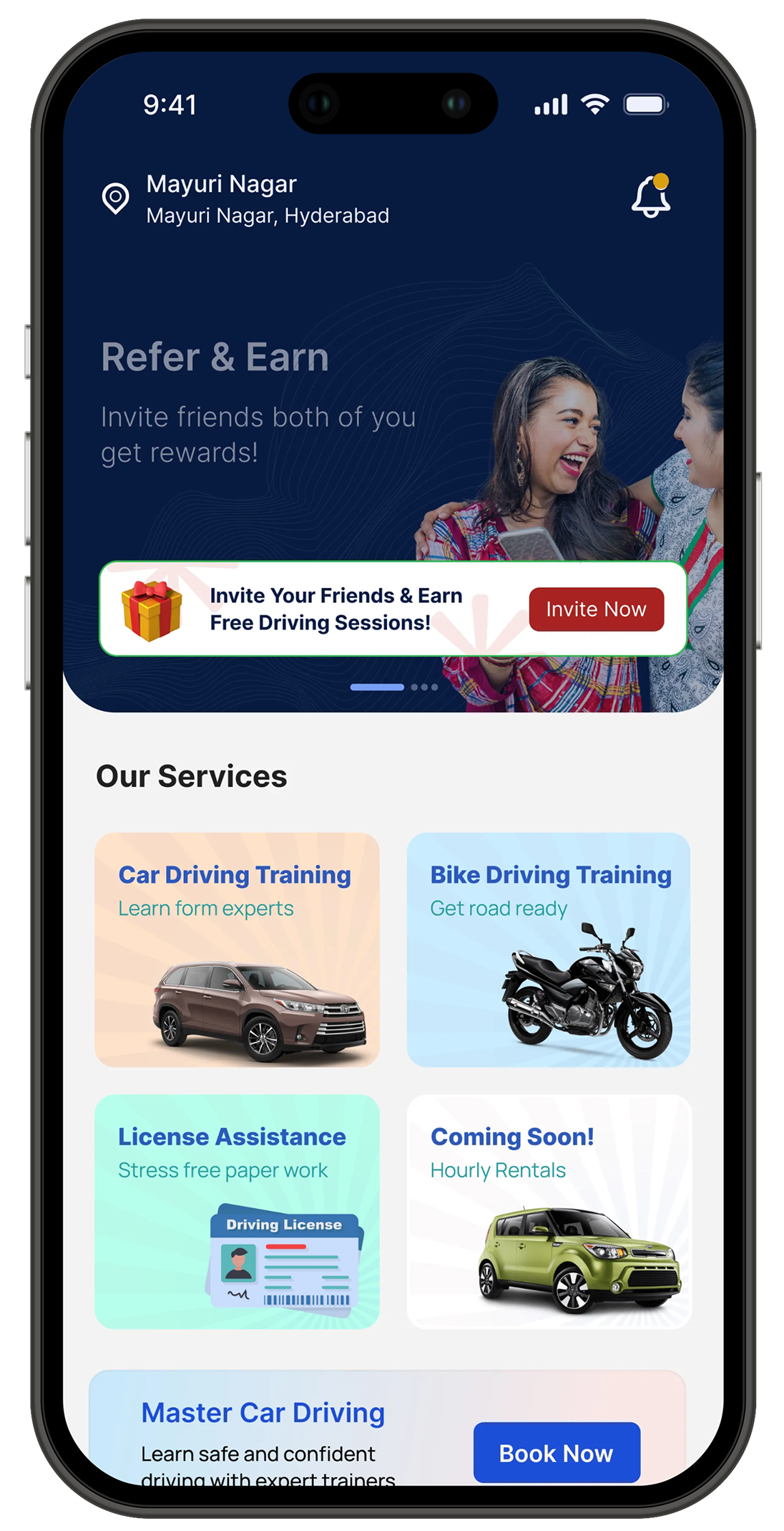 Driving App Interface Mockup